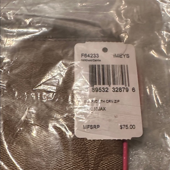 NWT Coach Signature Brown and Pink Wristlet